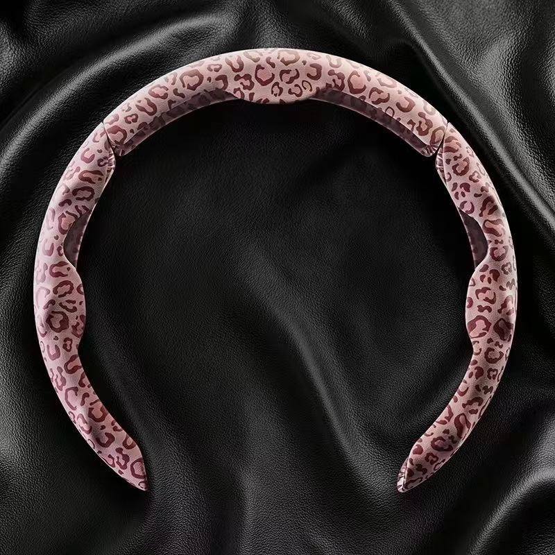 9D Segmented Leopard Print Microfiber PU Steering Wheel Cover Anti-Slip Universal - BoLanAutoAccessories