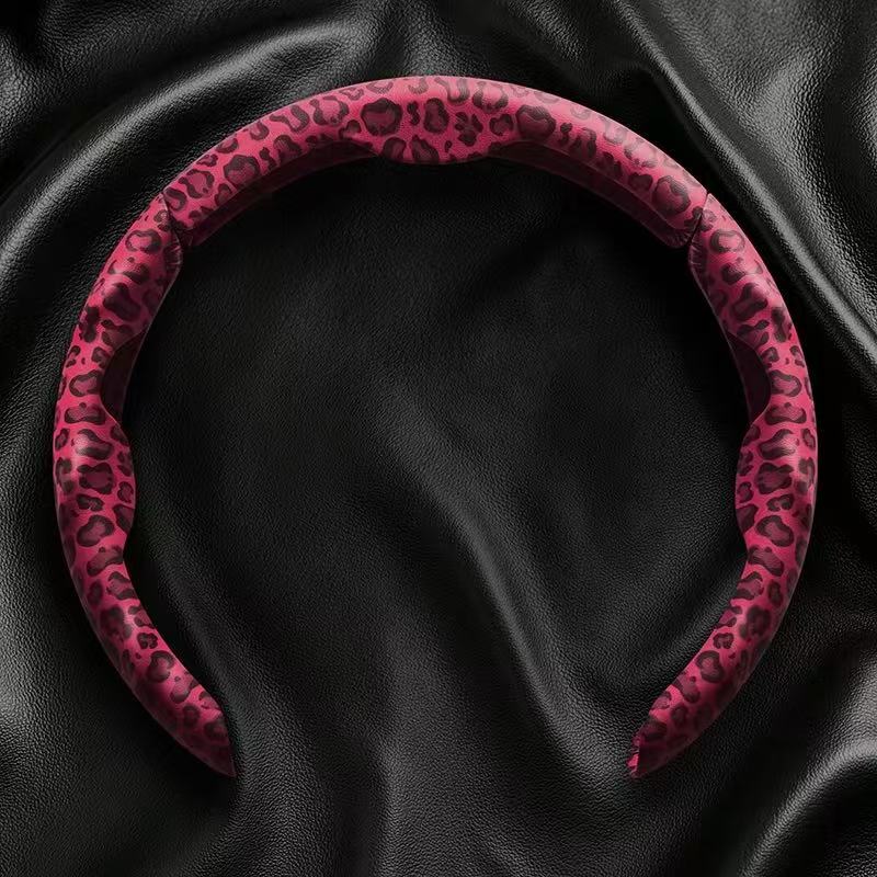 9D Segmented Leopard Print Microfiber PU Steering Wheel Cover Anti-Slip Universal - BoLanAutoAccessories