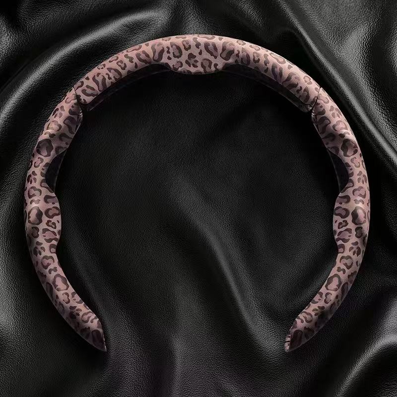 9D Segmented Leopard Print Microfiber PU Steering Wheel Cover Anti-Slip Universal - BoLanAutoAccessories