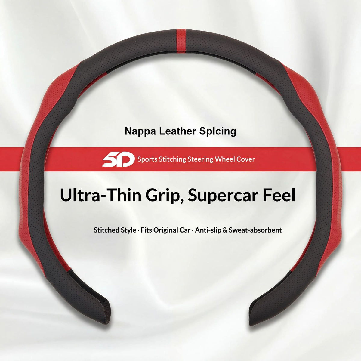 9D Nappa Leather Anti-Slip Universal Steering Wheel Cover For D-Type - BoLanAutoAccessories