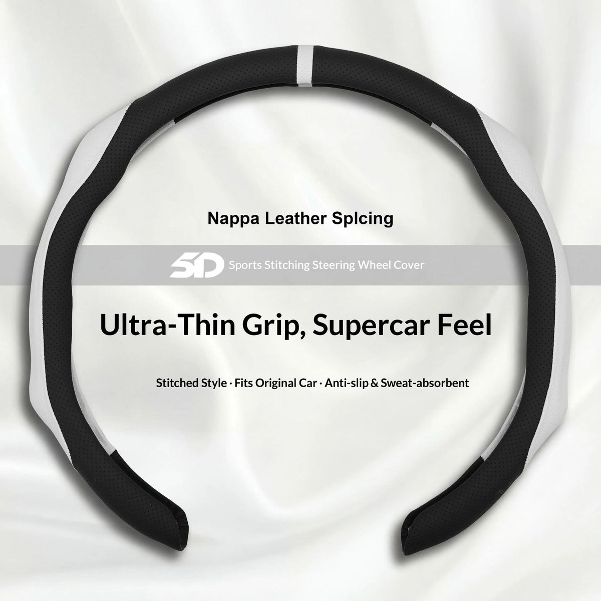 9D Nappa Leather Anti-Slip Universal Steering Wheel Cover For D-Type - BoLanAutoAccessories