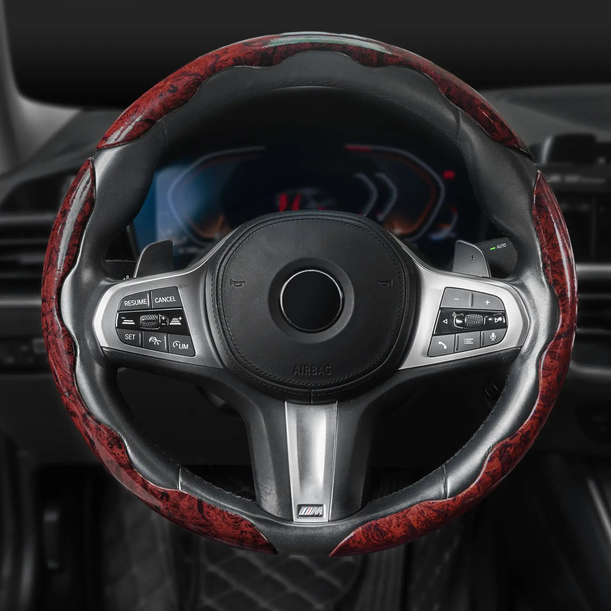 Premium Wood Grain Microfiber PU Steering Wheel Cover 3 Cutout Openings Anti-Slip Universal - BoLanAutoAccessories