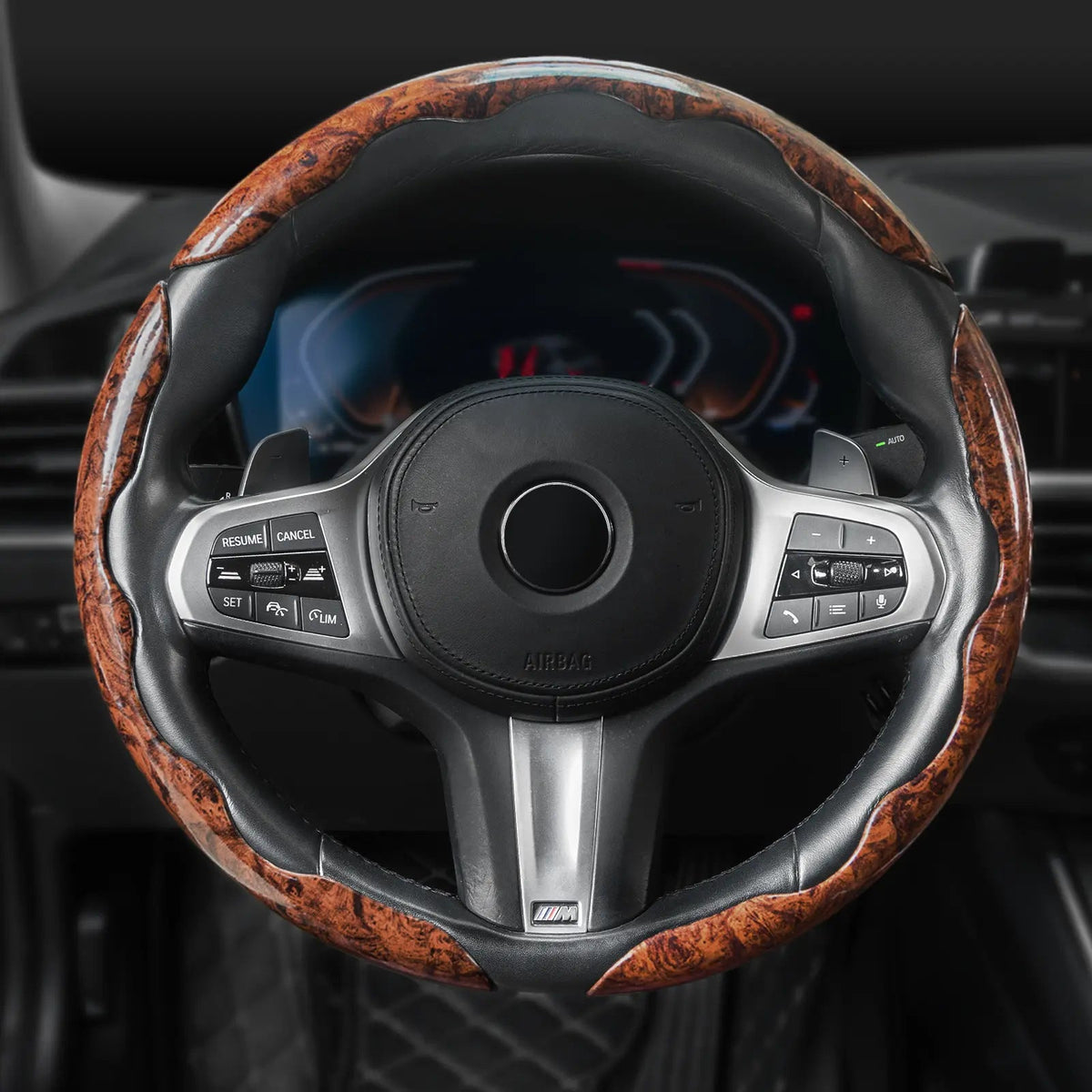 Premium Wood Grain Microfiber PU Steering Wheel Cover 3 Cutout Openings Anti-Slip Universal - BoLanAutoAccessories