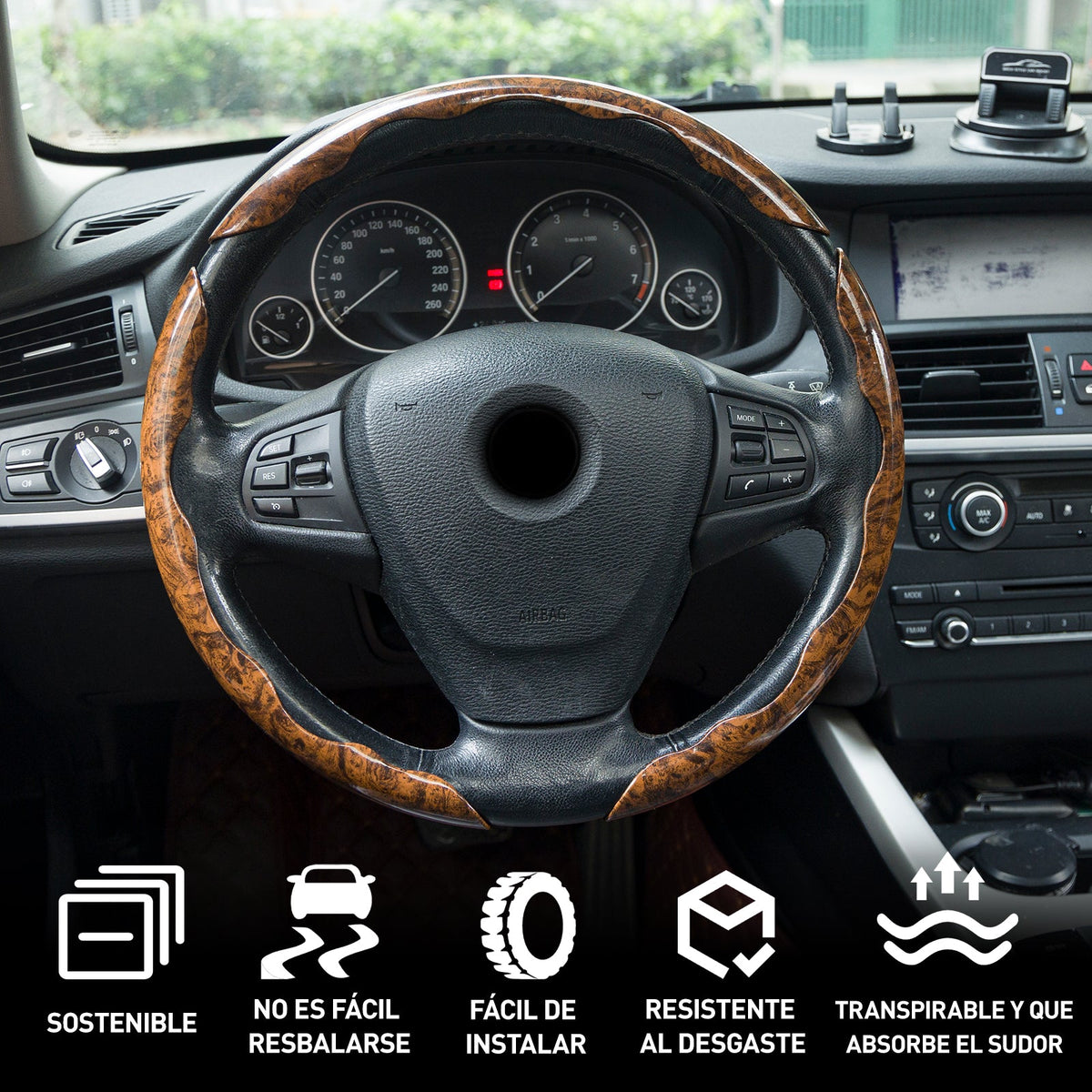 Universal Wood Grain Anti-Slip Car Steering Wheel Cover - BoLanAutoAccessories