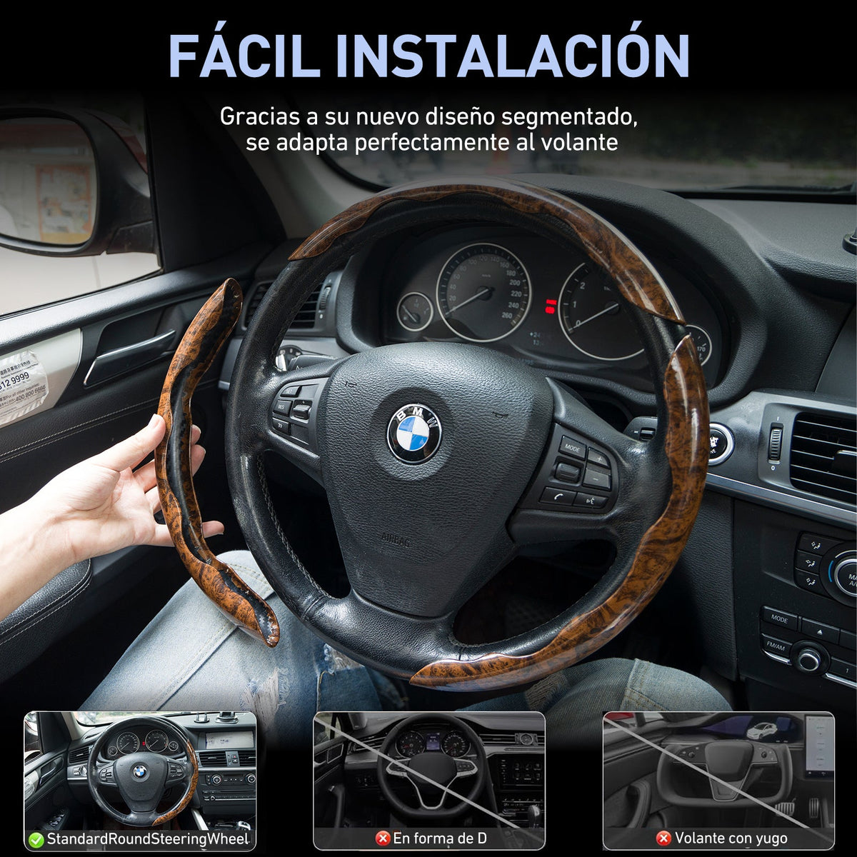 Universal Wood Grain Anti-Slip Car Steering Wheel Cover - BoLanAutoAccessories